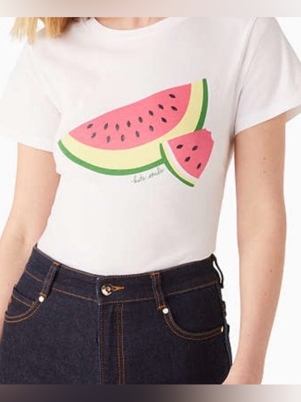 Kate Spade Watermelon Tee  Shirt XS 100% Cotton Short Sleeve sold out oline